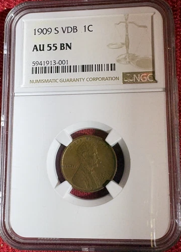 🔥 1909-S VDB Penny Lincoln Cent   1C Wheat NGC AU 55