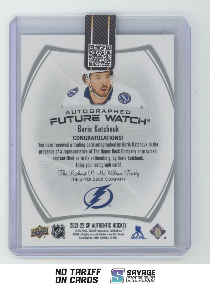 2021-22 SP Authentic Future Watch Auto Boris Katchouk /999 . #154 Tampa Bay - Image 2 of 3