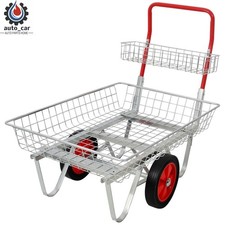 330LBS Garden Utility Cart Heavy Duty Steel 11" Wheels Outdoor Rolling Trolley
