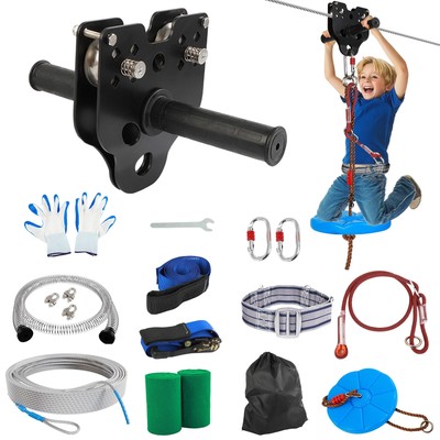 80FT Zip Line for Kids and Adults: Up To 400LBS Backyard Kids Play Equipment