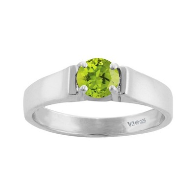 Solitär-Verlobungsring 1/2 kt natürlicher Peridot im Rundschliff 14 kt Weißgold plattiert