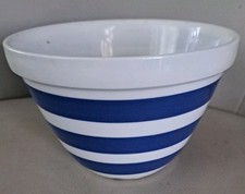 Vintage English Blue & White Striped  Pudding Bowl Basin No 36