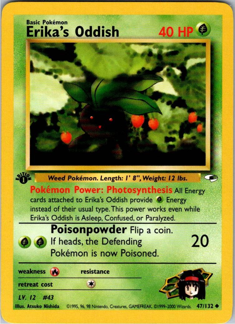 Erika's Oddish (47) Uncommon Gym Heroes 047/132 NM 1st Edition