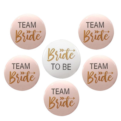6 Stücke Team Bride JGA Buttons, JGA Accessoires Frauen, Buttons Anstecker, Jung
