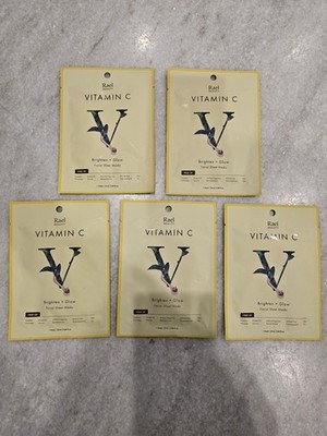 Rael Beauty Vitamin C Facial Sheet Mask for Dull Skin Brighten & Glow 5 Pack