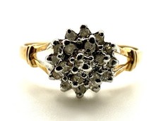 9ct Gold Diamond Starburst Ring Vintage 0.10ct Diamond Cluster Ring For Her WOW