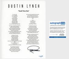 'Dustin Lynch' Country Star Signed Lyric Sheet 'Small Town Boy' ACOA