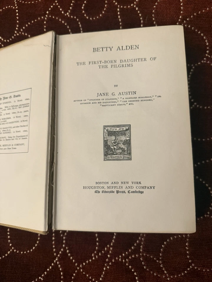 Antique 1891 Jane Austen’s ‘BETTY ALDEN’ 1ST EDITION-22nd Impression HC - Image 4 of 4