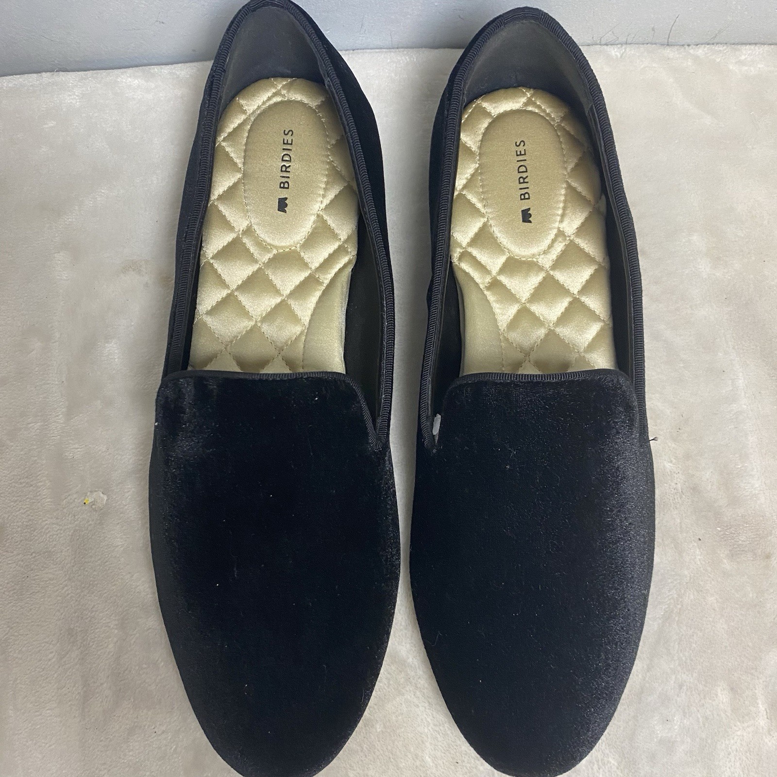 PANTOFOLA D’ORO Birdies Nero Velluto The Starling Scarpe Pantofole Mocassini Donna Taglia 10 5