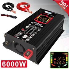 6000W LCD Car Power Inverter DC 12V To AC 110V Sine Wave Solar Converter ACX