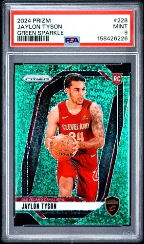 2024 PANINI PRIZM GREEN SPARKLE #228 JAYLON TYSON 7/8 PSA 9