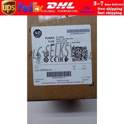 Allen Bradley  22D-D6P0N104 PowerFlex 40 2.2kW 3Hp AC Drive Sealed US Free Tax