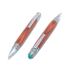 Nordic Celtichandmade Luxury Wooden Rotating Cocobolo Pewter Ballpoint Pen