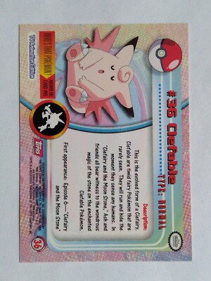 Clefable #36 Pokemon Topps Card Pink Label | eBay