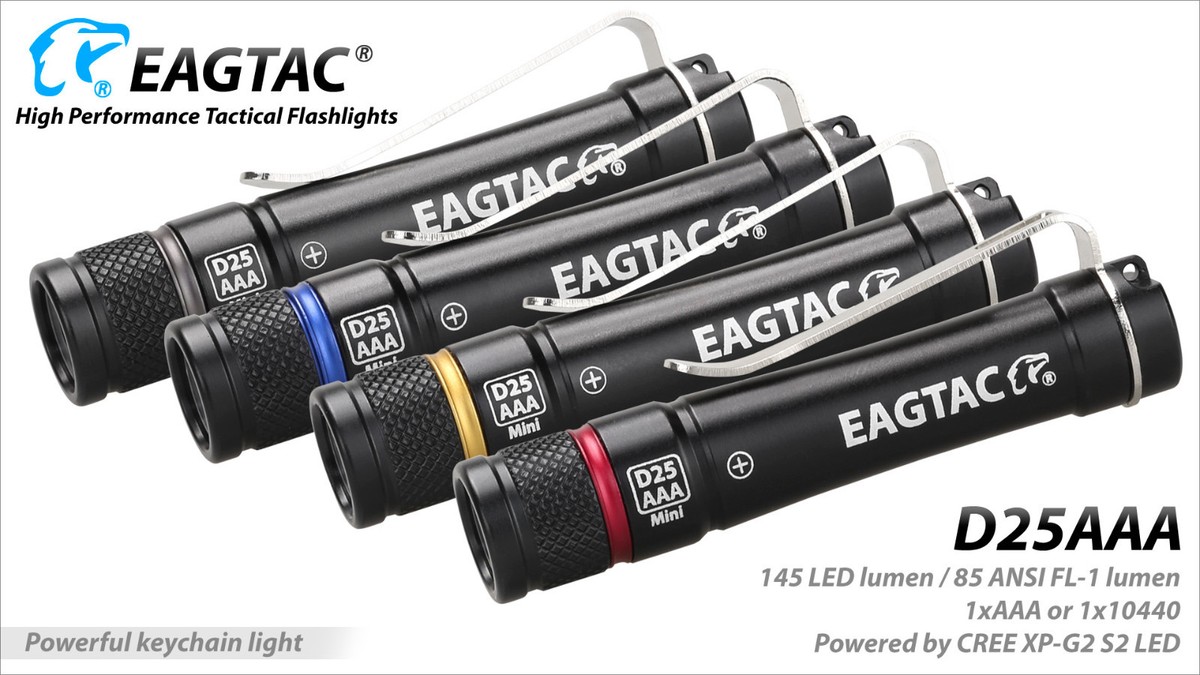 EagleTac D25AAA Nichia Mini LED Keychain Flashlight 2x AAA Gold