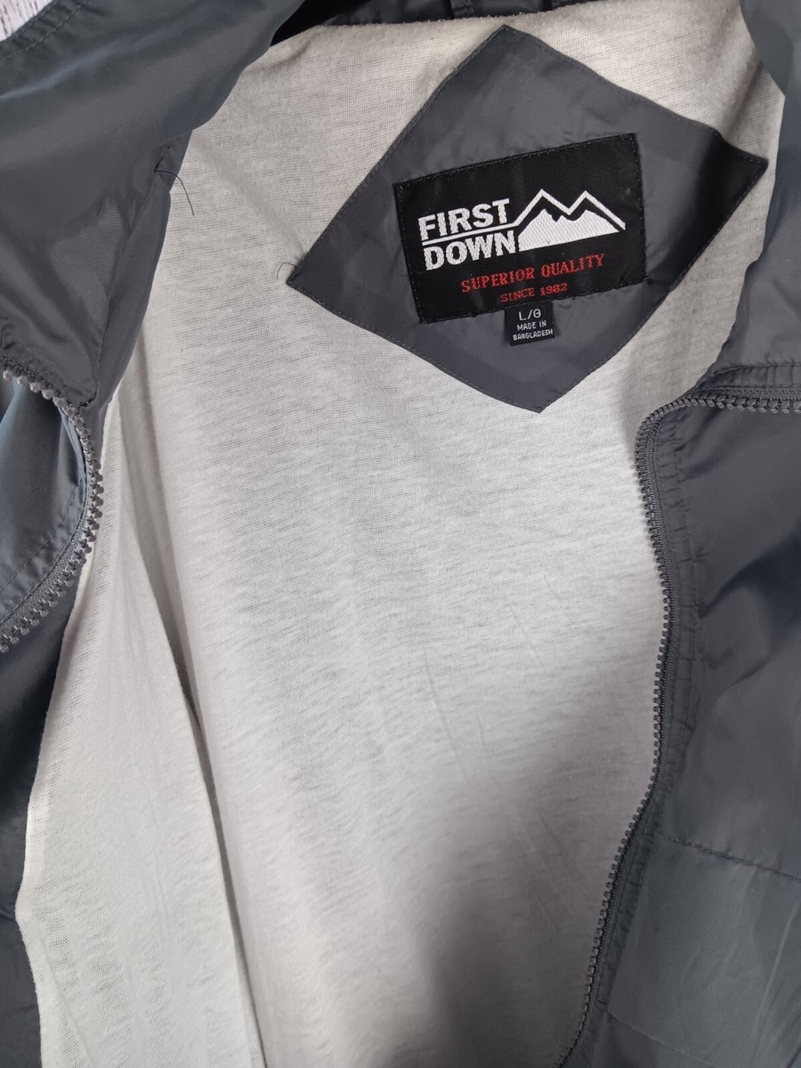 First Down Windbreaker Jacket Men's Large Gray Full-Zip First Down Windbreaker Jacket Men's Large Gray Full-Zip