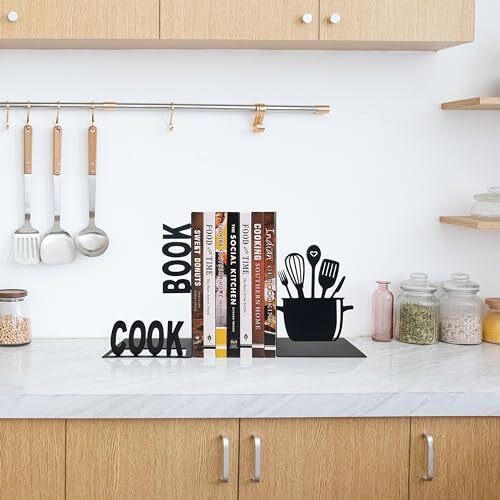 Extremos de libro de cocina decorativos, soporte de libro de cocina de metal único sujetalibros de cocina - Imagen 6 de 6
