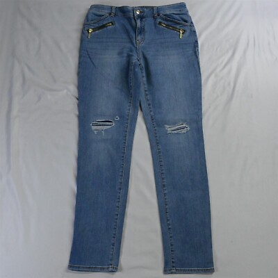 The Platinum Jegging by Chico's .5 / 6 Moto Light Destroyed Stretch Denim Jeans