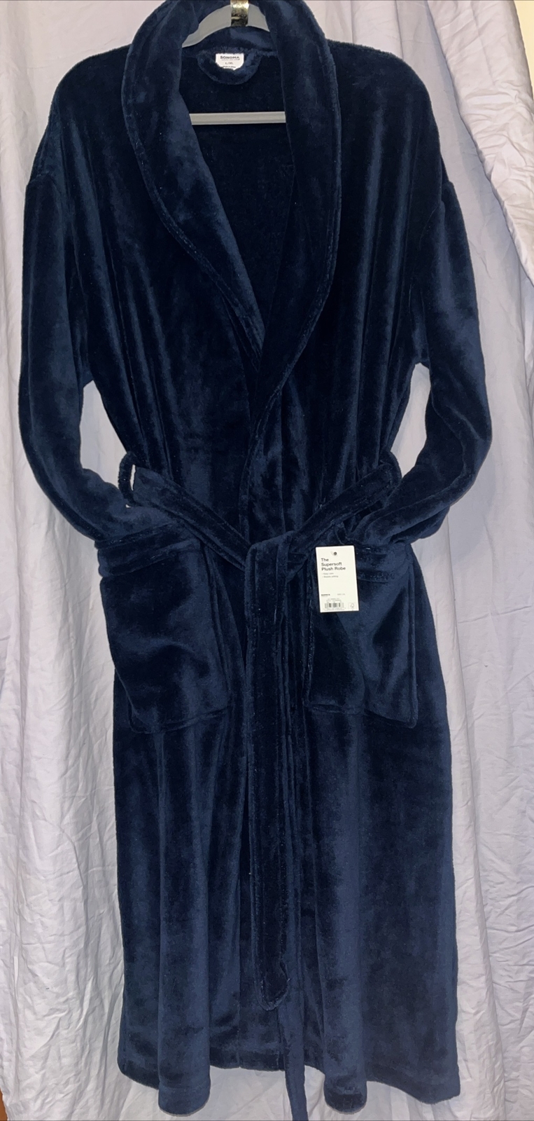 Sonoma BathRobe With Belt Size L/XL Navy The Super Soft Plush Robe Loungewear