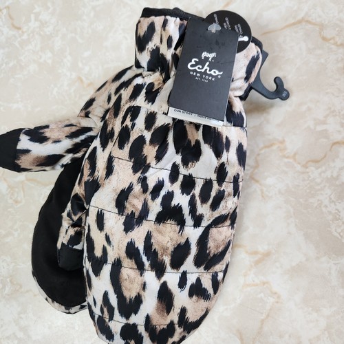 Echo New York S/M Women's Mittens Winter Animal Print Black Brown New