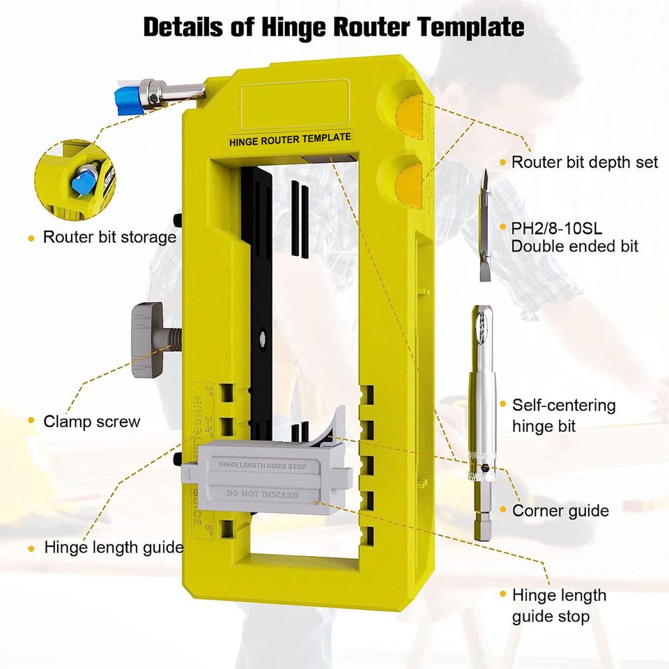 Door Hinge Routing Jig Stable Easy Installation Adjustable Door Hinge
