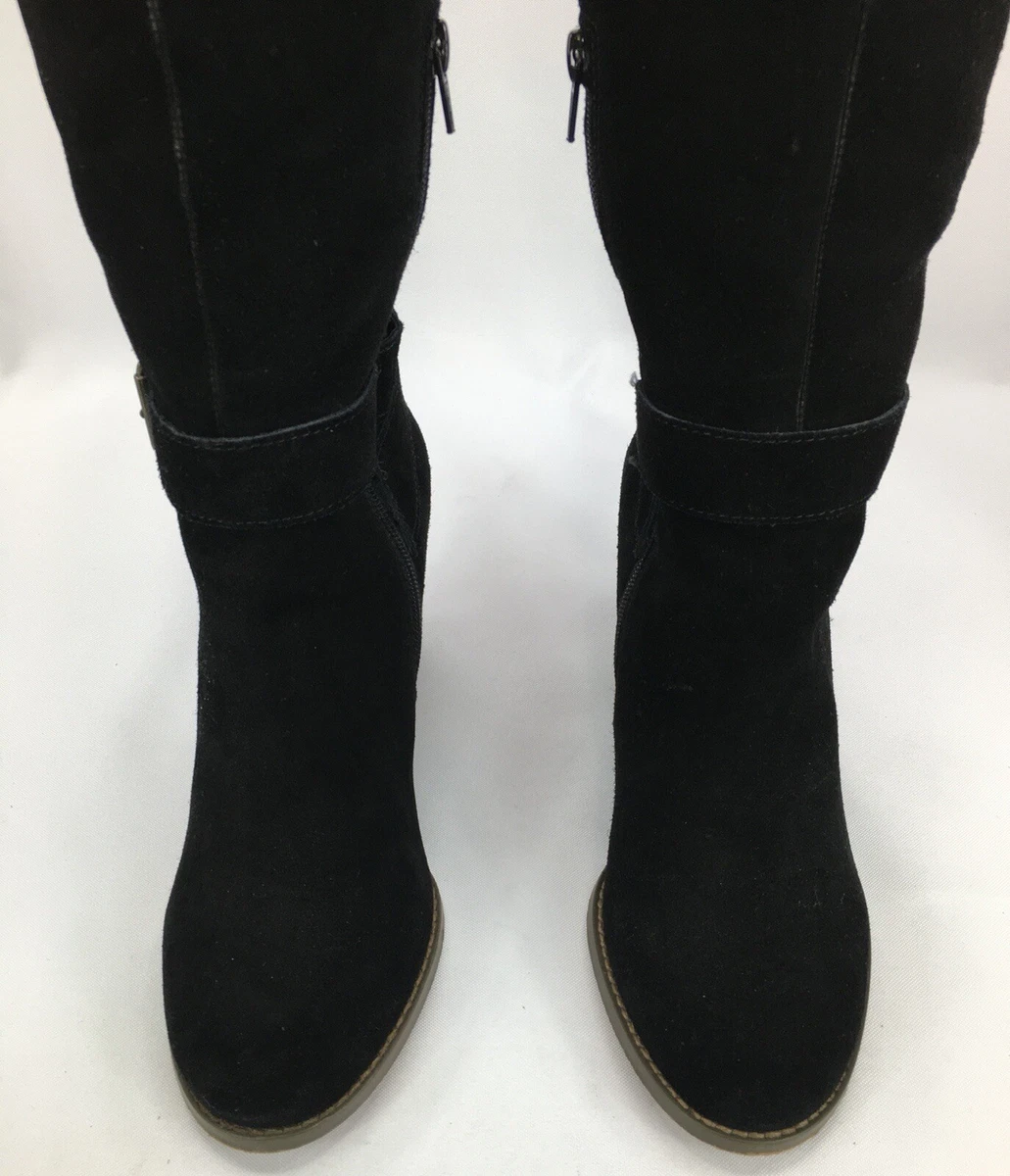 Sole Society PALOMA Black Suede Wedge Size 8 M Knee High Tall