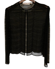 Vintage Scala Beaded Open Jacket Black 100 Silk Evening Formal Size XXL