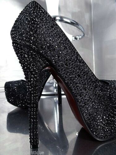 1969 Original Made in Italy High Platform Crystals Pumps Black 36 - Bild 9 von 12