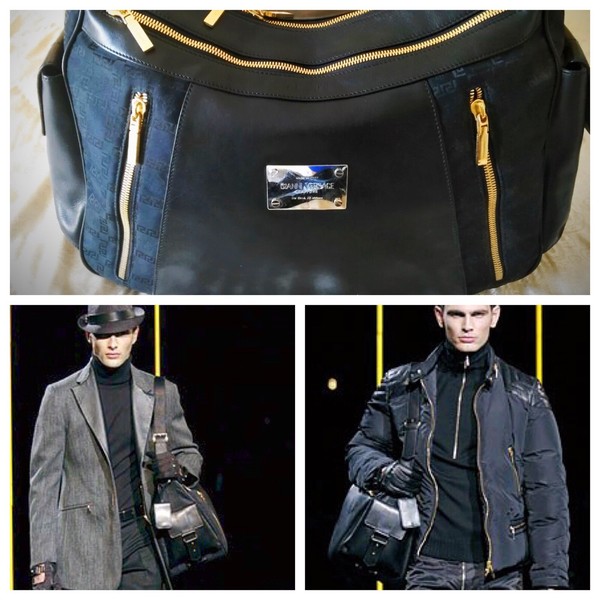 Auth. GIANNI VERSACE COUTURE Runway Handbag blue/black