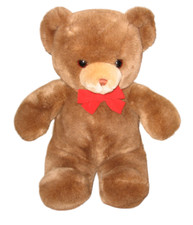 VTG 1983 GUND BROWN BEAR 11" SITTING RED BOW PLUSH STUFFED ANIMAL MADE IN KOREA