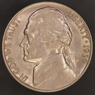 1939 D REVERSE OF 1940 JEFFERSON NICKEL FRESH FROM ORIGINAL ROLL