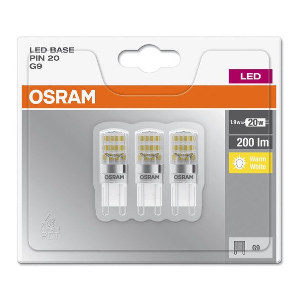 3X Osram Led Star Pin 20 G9 1,9W = 20W Warmweiß 200Lm Eek:F (Spektrum A-G)-image