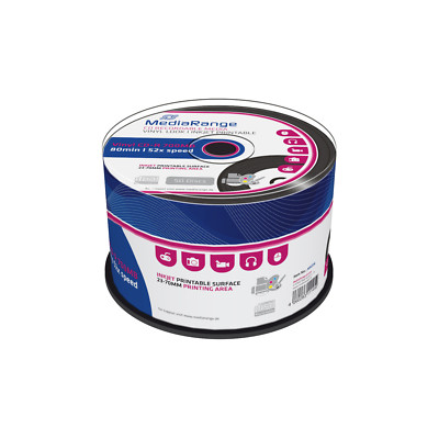 2x MR226] 100 x Mediarange CD-R vinyl printable black dye Bedruckbar 52x Rohling