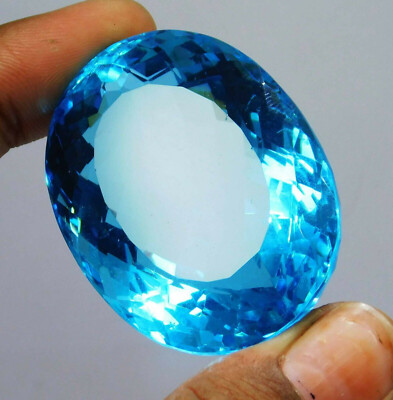 AAA+ 156.20 Ct. Large Blue Topaz Faceted Oval Cut Loose Gemstone Gift for Women