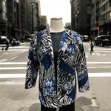 Alfred Dunner Womens 14P Abstract Animal Print Jacket Casual Chic Office Light