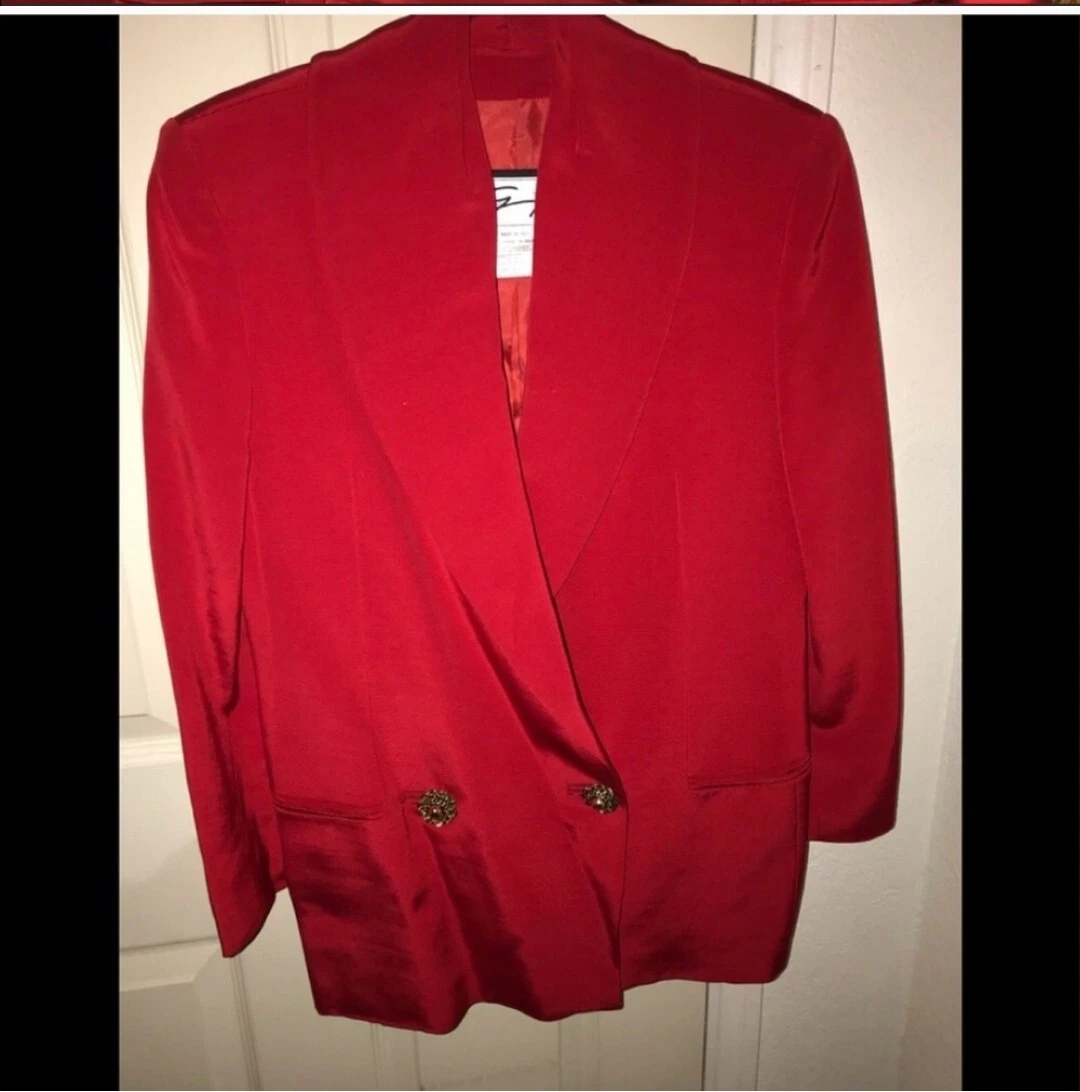 VERSACE GENNY GIACCA DA FUMO DONNA IN ROSSO FIAMMEGGIANTE Tg 8 TESSUTO LANA SETA di LUSSO