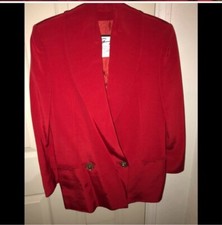 Genny WOMAN'S SMOKING JACKET IN BLAZING RED Sz 8 LUXURY WOOL/Silk FABRIC