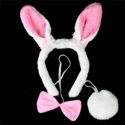 Lovely-Girls-Rabbit-Bunny-Ears-Headband-Tail-Necktie-Birthday-Party-CostumeProp