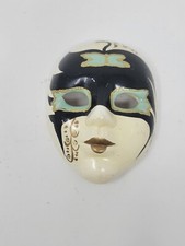 Vintage Venetian Carnival Hand Painted Face Mask 1980's Full Face 5" Wall Hang