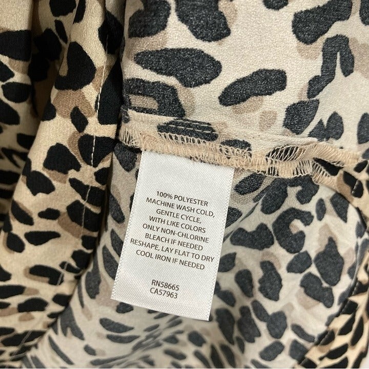Halogen Leopard V-Neck Long Sleeve Button Down si… - image 6
