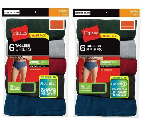 Hanes Mens 12-Pack Cotton Briefs 