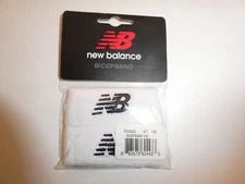 NEW NB NEW BALANCE White Bicep Band Sweat Bands Football Baseball & More 1 pair
