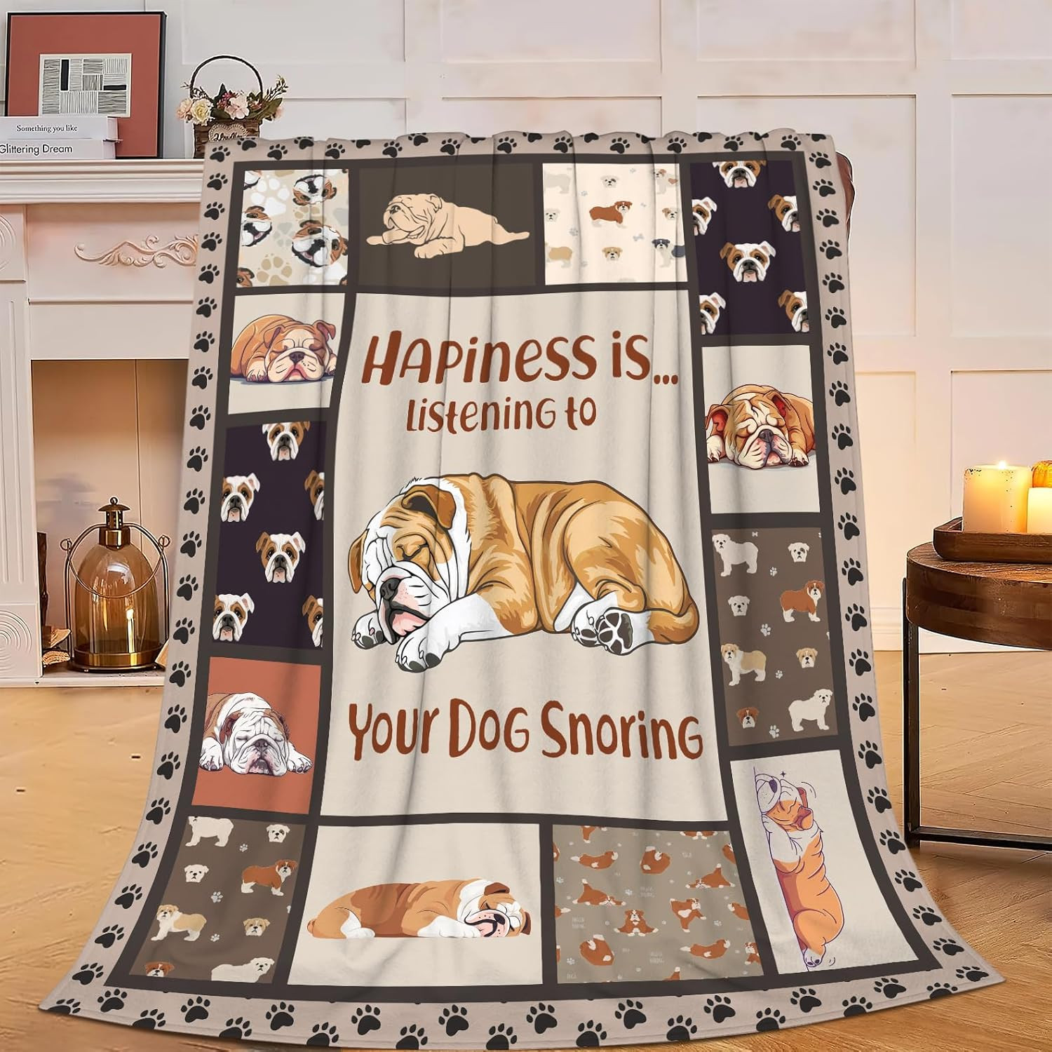 English Bulldog Blanket Soft Cozy Sleeping Bulldog Throw Blanket Gifts for Women