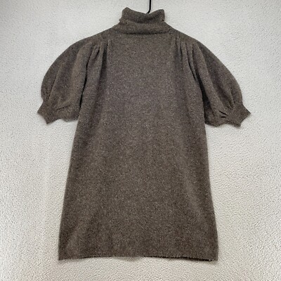 Zara Sweater Dress Womens Small Puff Sleeve Camel Wool Brown Turtleneck 