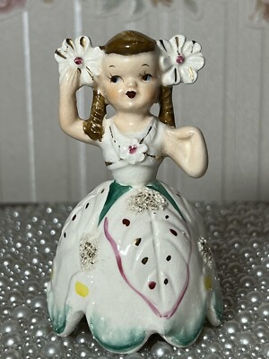 SONSCO NAPCO PORCELAIN BELL FIGURINE HULA GIRL 1950 S 4''H JAPAN