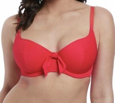 Freya Nouveau Bikini Top Red Size 30DD Underwired Padded Sweetheart Bra 6700 New