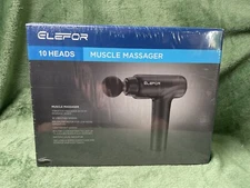 Elefor Muscle Massager 10 Heads 20 speeds Rechargeable Cordless Gun-Black~SEALED