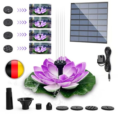 Solar Floating Fountain Pump Lotus Water Lily Birdbath Garden Pool Fish Pond Kit