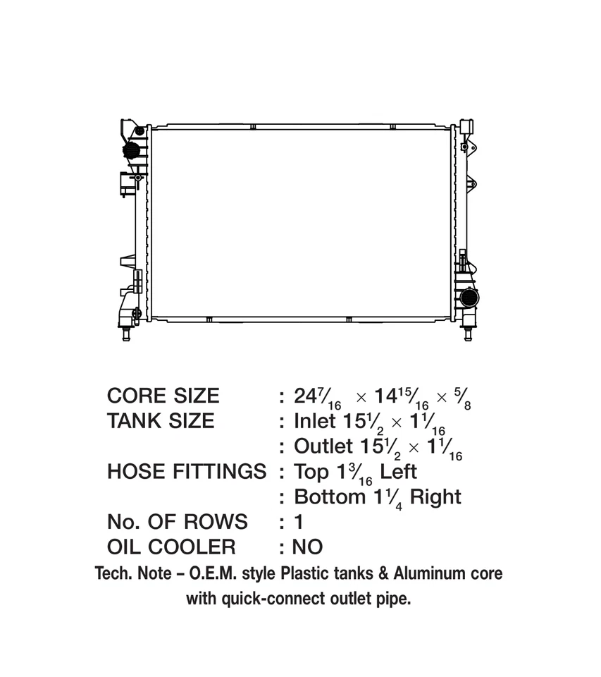 CSF 3530 1 fila tanque plástico núcleo aluminio radiador para Fiat 500 2009-2019 Foto 2 de 4