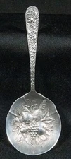 Sterling Silver Repousse Berry Spoon S. Kirk & Son 5-1/4" Long Gorgeous